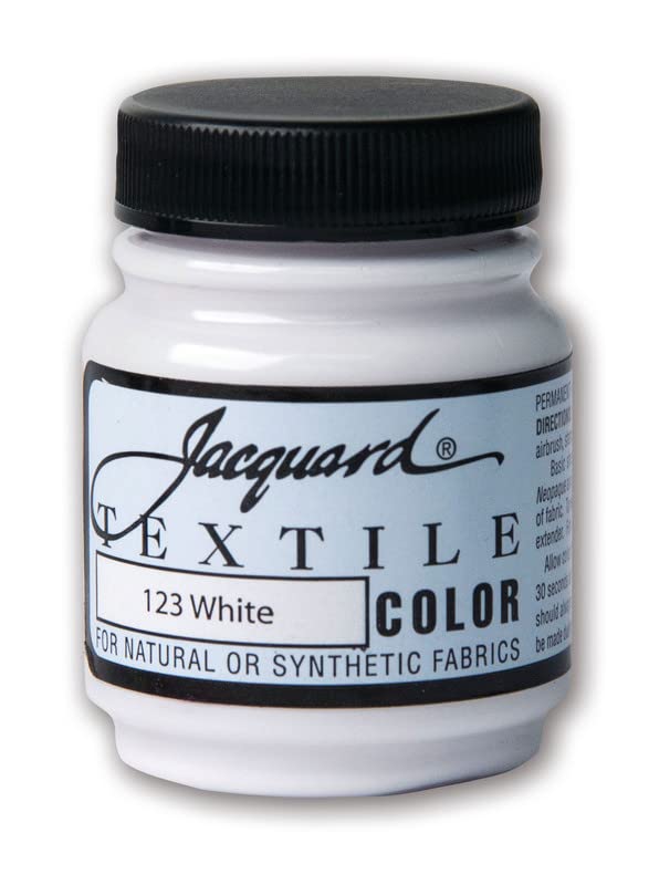 Jacquard Fabric Paint for Clothes - 2.25 Oz Textile Color - White - Leaves  Fabric Soft - Permanent and Colorfast - Professional Quality Paints Made in